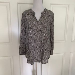 BOHO PEASANT BLOUSE TINY VINTAGE FLORAL PRINT